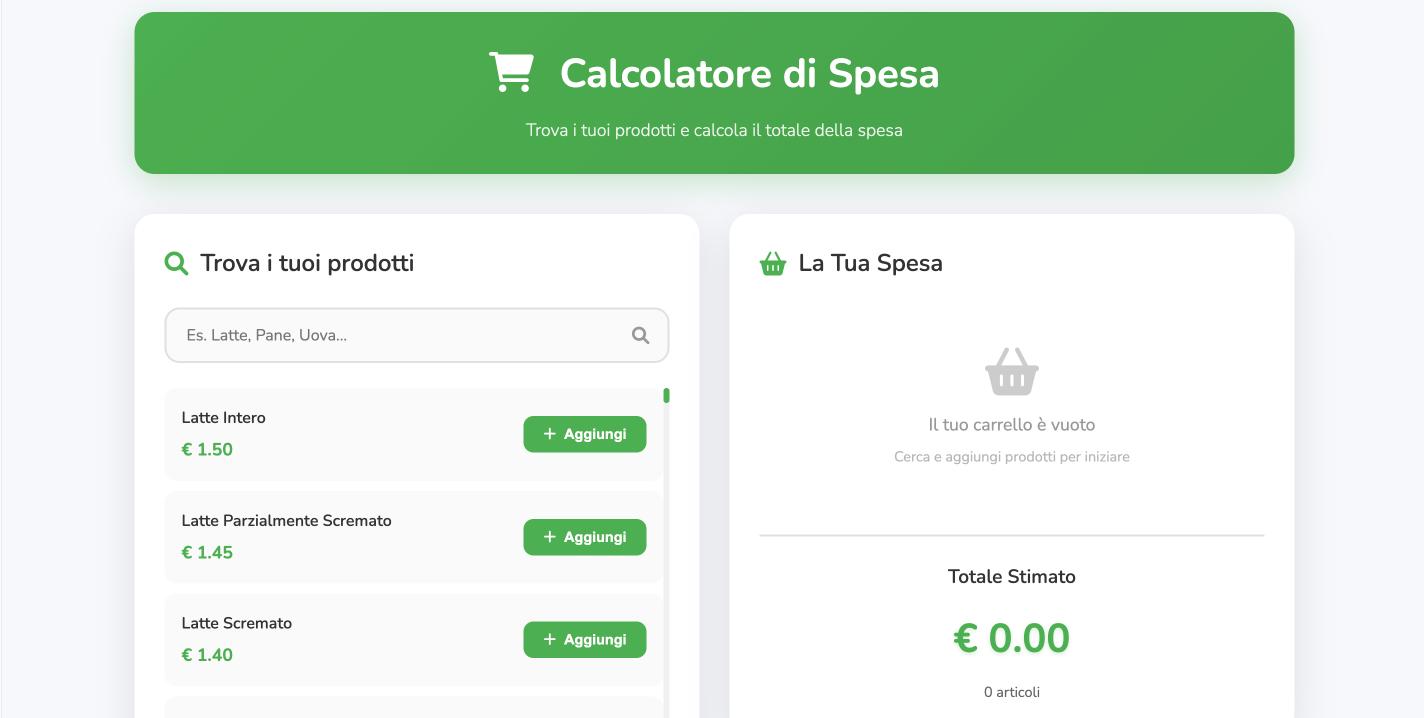 Calcolatore di Spesa Web App