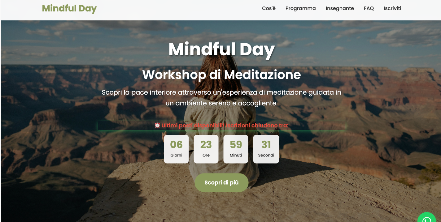 Mindful Day Workshop Landing Page